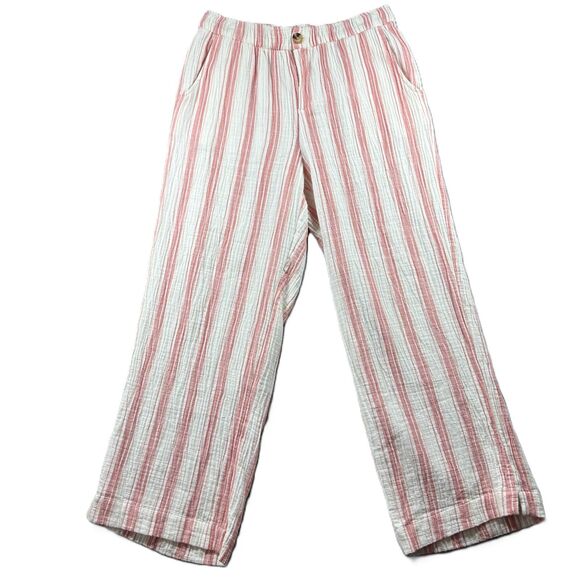 Wonderly Pants Gauze Elastic Waist Beach Resort Cotton Stripes Medium C160 - Picture 1 of 10